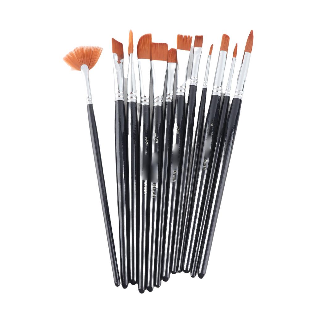 12pcs Pack Paint Brush Kit Set Round Point Tip Nylon Hair Artist Acrylic Aquarelle Watercolor Oil Painting