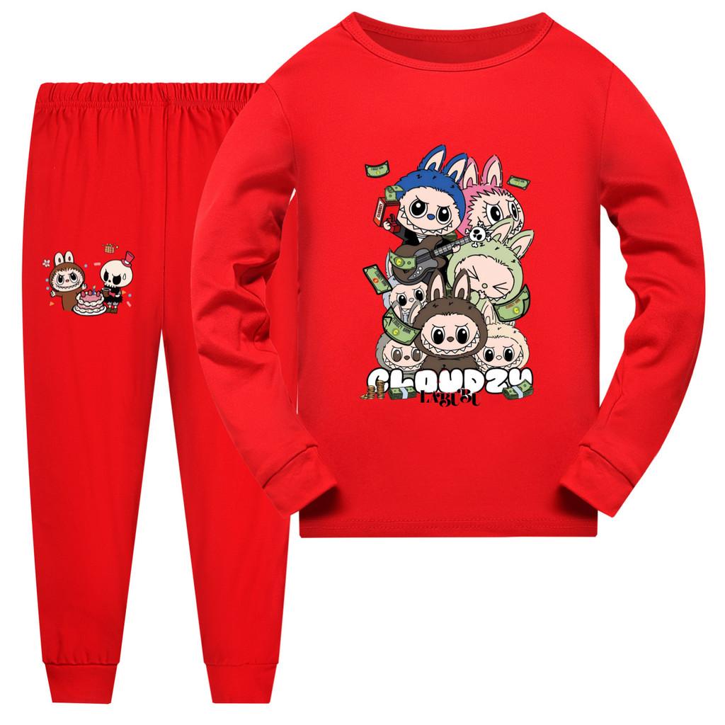 Labubu Kids Short Sleeve Short Pants Pajama Set With Cotton Fabric For Children