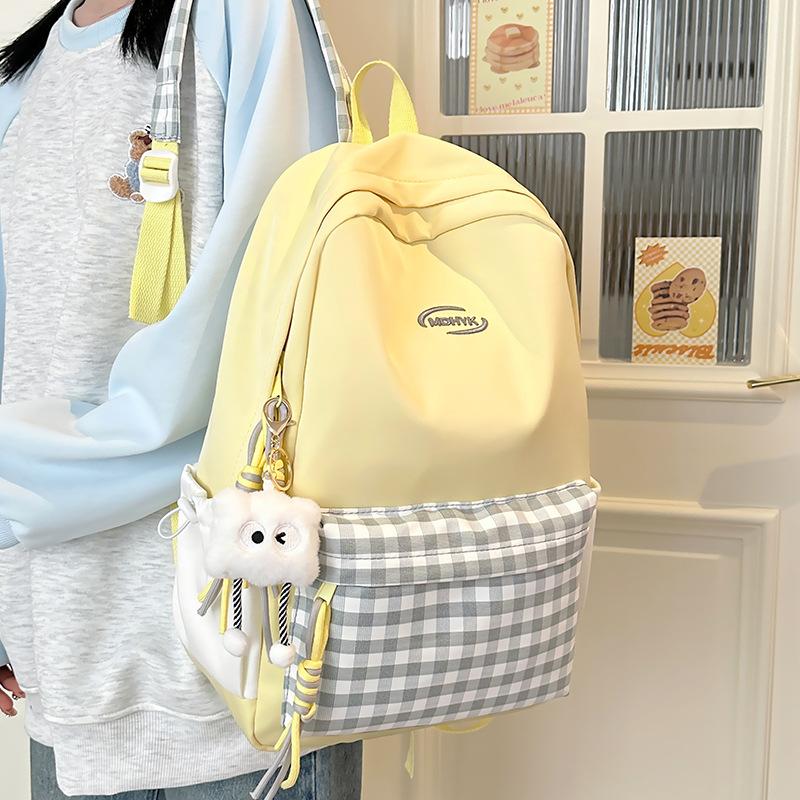 

New Contrasting Color Backpack Versatile College Student Cute Fresh Schoolbag Lightweight Commuting and Casual Large Capacity Backpack .