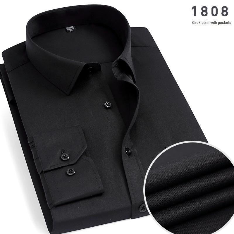 Men's Non-Iron Long-Sleeve Striped Cotton Shirt - Professional and Casual in White