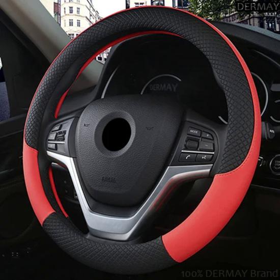 100% DERMAY Brand Leather Steering Wheel Cover Non-slip for Renault Megane 2 II MK2 2002-2009 Car Styling Auto Accessories