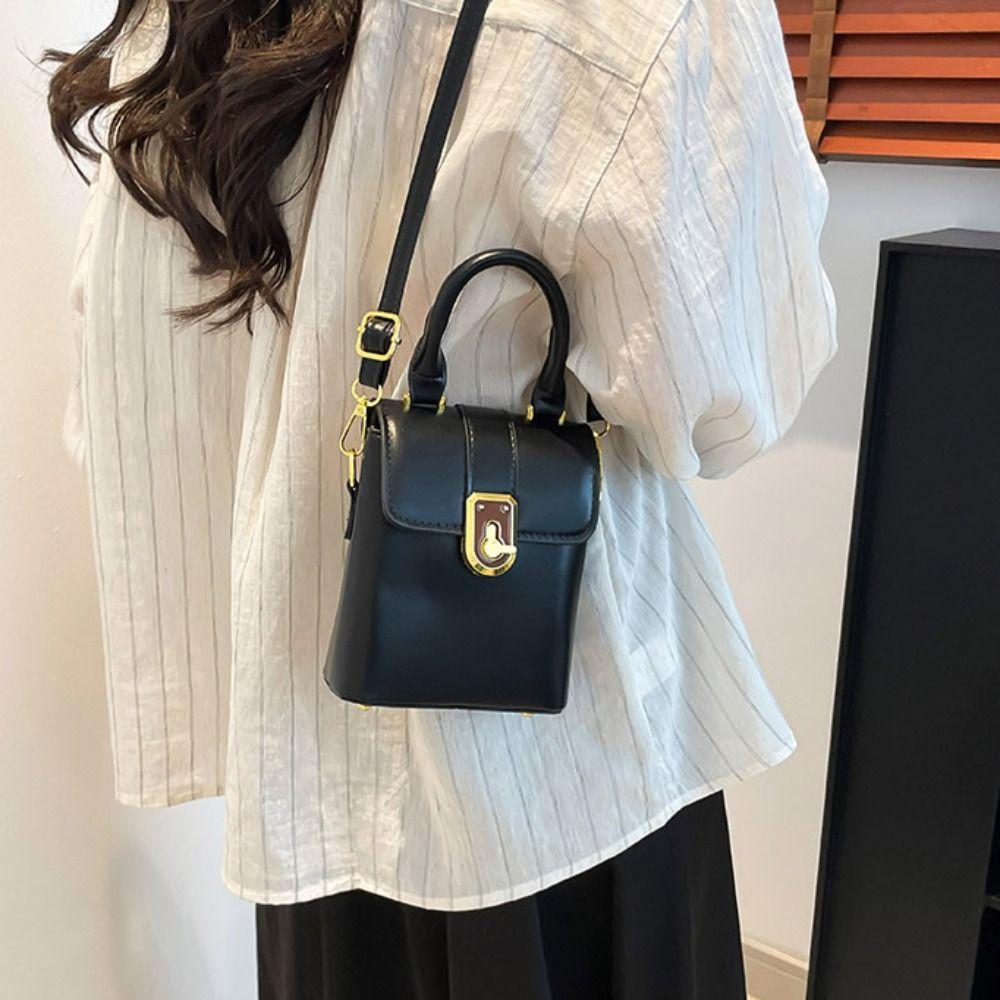 Handbag Contrast Color Phone Bag PU Ins Square Tote Bag Retro Simple Shoulder Bag Travel