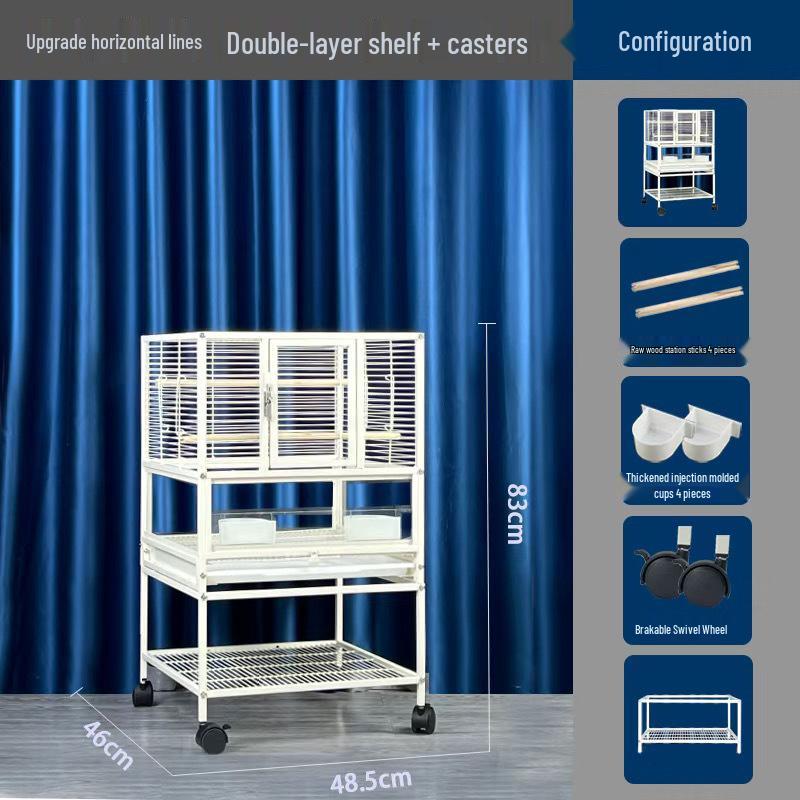Monk & Cockatiel Double-Layer Extra-Large Budgie Villa Cage with Anti-Splatter Design