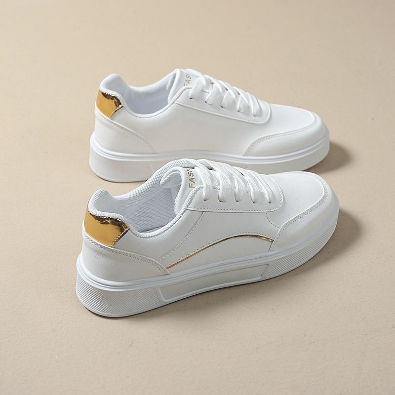 Foreign trade large size women's shoes fashion white shoes spring leather sports board shoes women's 2025 white versatile casual shoes