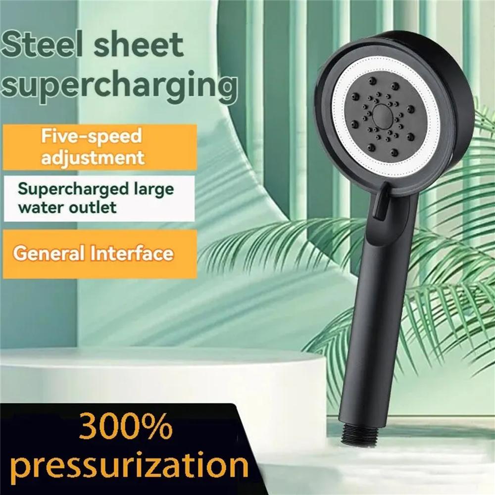5 Modes Bathroom Shower Head Handheld HighPressure Water Saver Showerhead Portable Black Rainfall Massage Shower Nozzl
