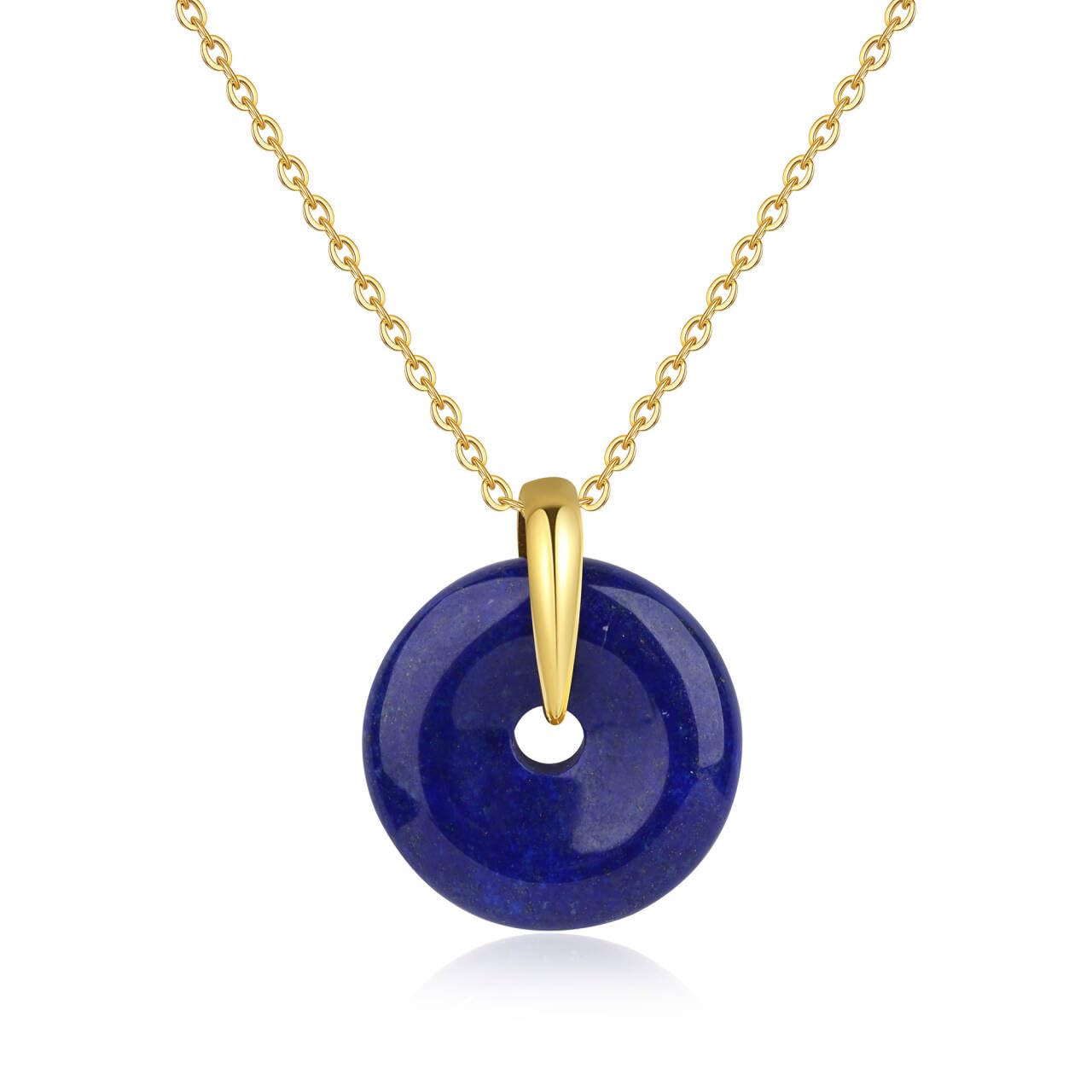 

[KOAI] Lapis Lazuli Pea Disc December Birthstone Power Stone Necklace for Women