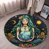 Mysterious Goddess Earth Flannel-printed Round Floor Mats Are Slip-resistant Suitable Living Room Bedroom Terrace Garden Carpets