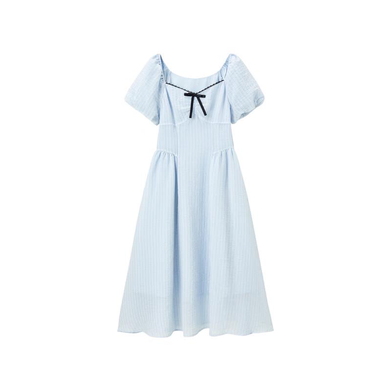 LEDING Contrast Trim Lady-style V-neck Dress S