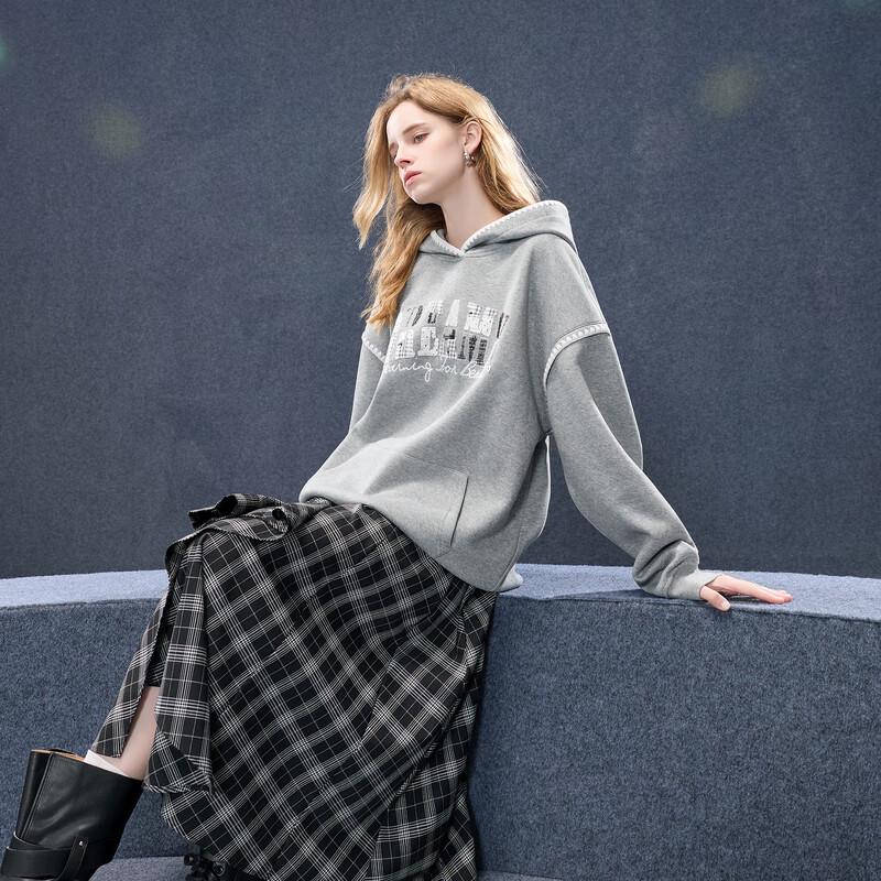 

Sancai 2025 Autumn Loose Fit Hooded Embroidered Sweatshirt S