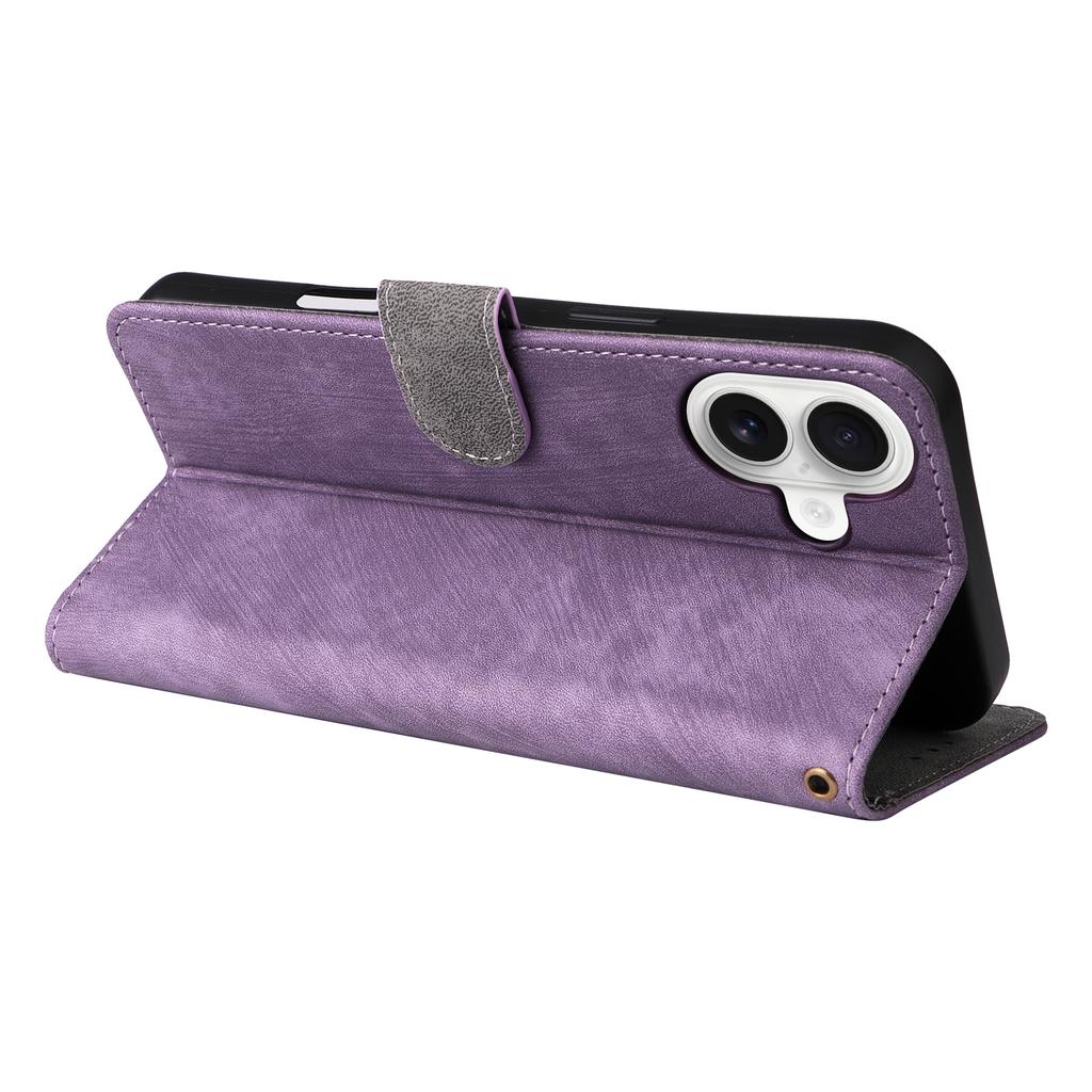 For iPhone 16 Wallet Case RFID Blocking PU Leather Cover Stand View