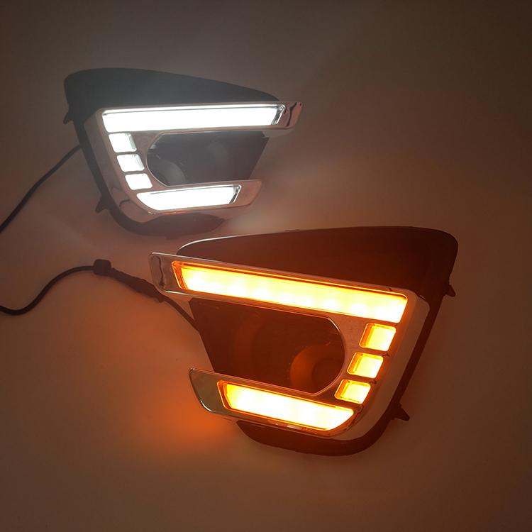 1Pair LED Daytime Running Light With Yellow Turn Signal Fog Lamp Auto DRL For Mazda cx-5 cx5 2012 2013 2014 2015 2016