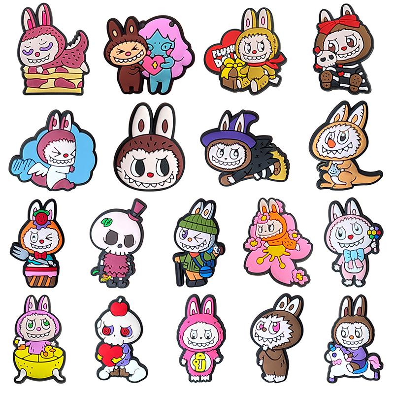 18Pcs/Set Lovely Cartoon Labubu Series For Shoe Charms Accessories For Classic Clog Shoe Upper Buckle Shoe Decoration Kids Gift