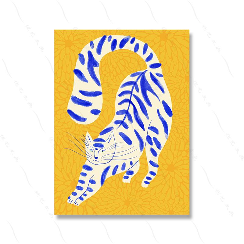 Nordic Abstract Animal Poster Red Pink Green Tiger Canvas Painting Funny Wall Art Prints Picture Kid Bed Room Home Decor