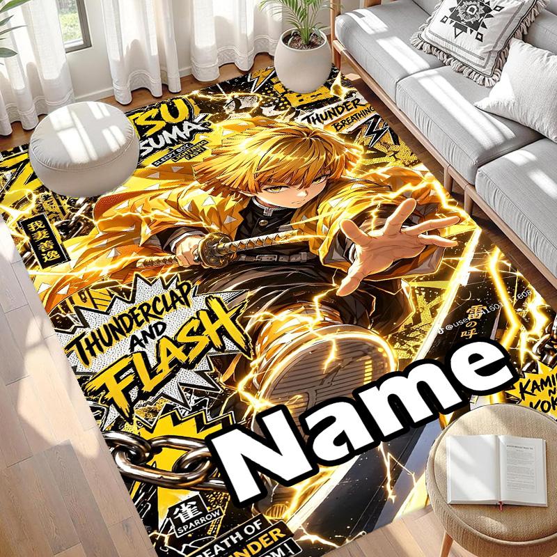Benutzerdefinierter Name Personalisierter Demon Slayer Druck Teppich, Vielseitiger Heimdekor Teppich, für Spielzimmer, Wohnung, Balkon, Eingangsbereich, Flur Geschenk