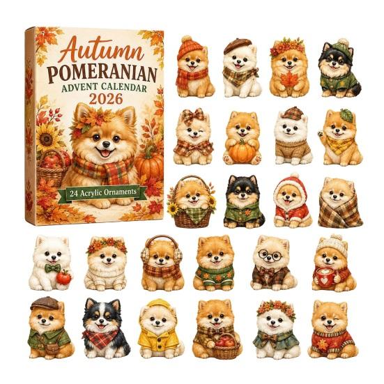 Interactive Holiday Games 2026 Dog Christmas Advent Calendar, 24-Day Acrylic Ornament Set with Mini Puppy Seasonal Party Supplies Figures,