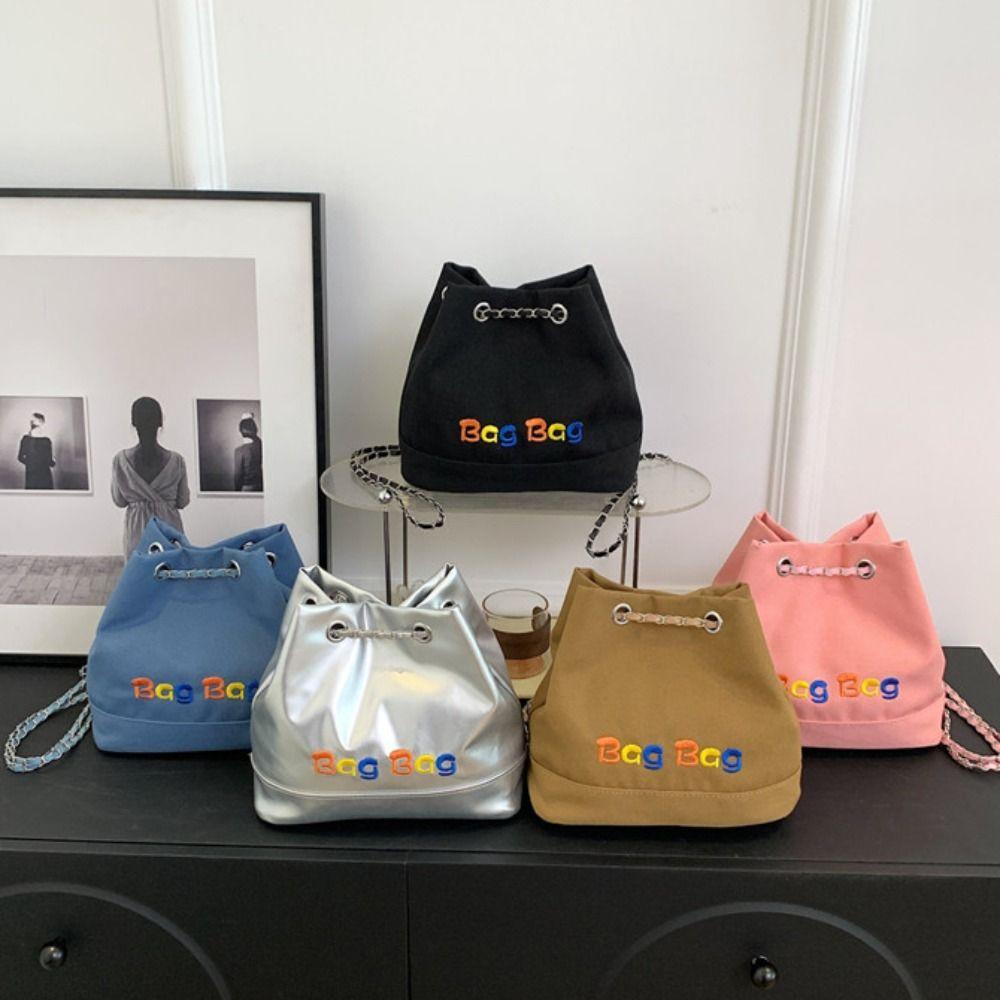 

Большая вместимость роскошная сумка-ведро однотонная сумка через плечо Y2k милый маленький рюкзак для путешествий синий