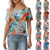 Damen T-Shirt Kurzarm Oberteile Elegant Freizeithemd Frühling Sommer Outfit Fließende Plissee Vorne Rundhals Sommer Tops