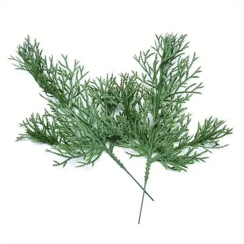 10Pcs 25cm Simulated Pine Branches Christmas Tree Decorations With Plastic Tree Branch Garlands Green Pine Branch Decorations