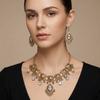 Metal Rhinestone Jewelry Set Bohemia Style Ethnic Style Necklace Set Necklace Earrings Set  Women
