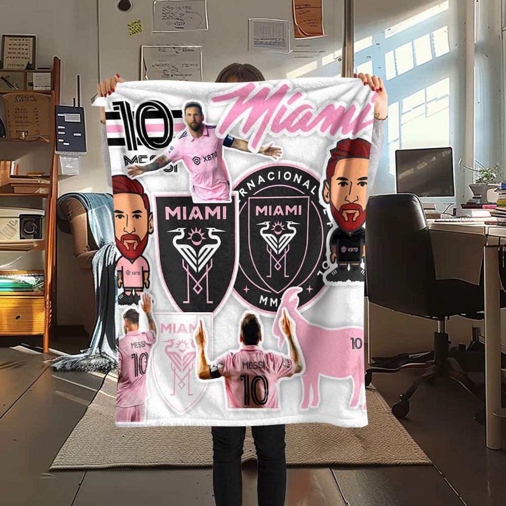 1PC Messi Patterned Flannel Blanket Suitable For All Seasons for Home Decor Warmth and Comfort Gifts Holiday Present