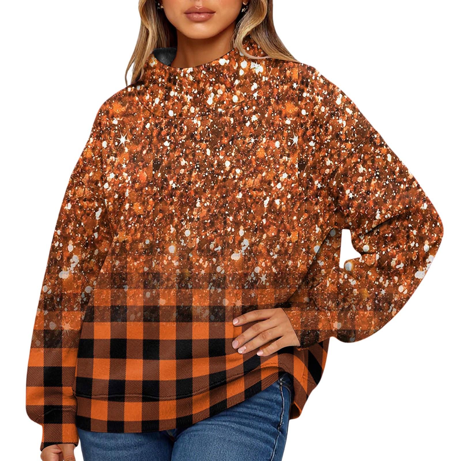 

Ladies Fashionable Printed Long Sleeved High Neck Sweatshirt Top XL кавун червоний колір