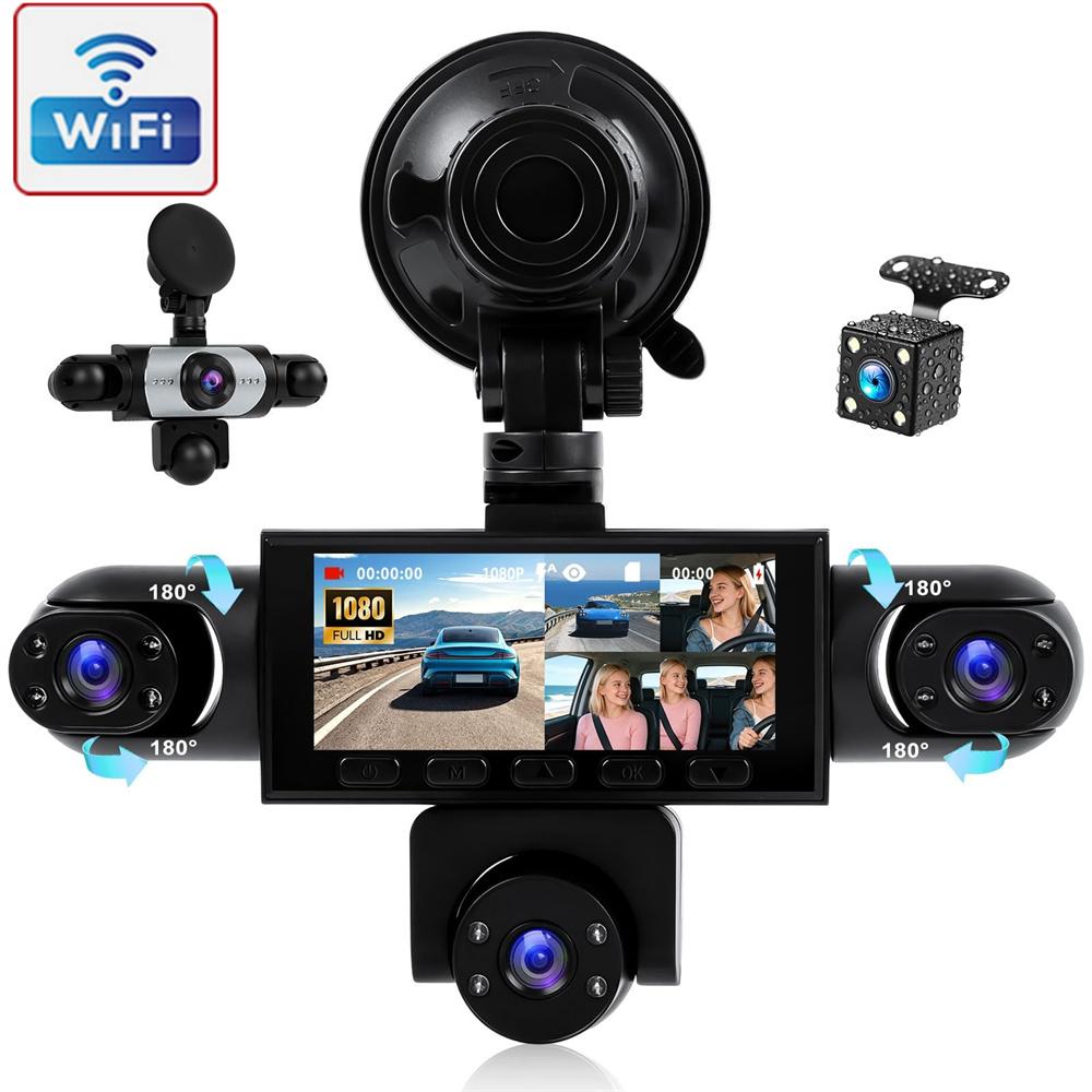 5 Channel WIFI Dash Cam Front & Rear Inside Left Right, 3.16'' 1080P Dash Camera
