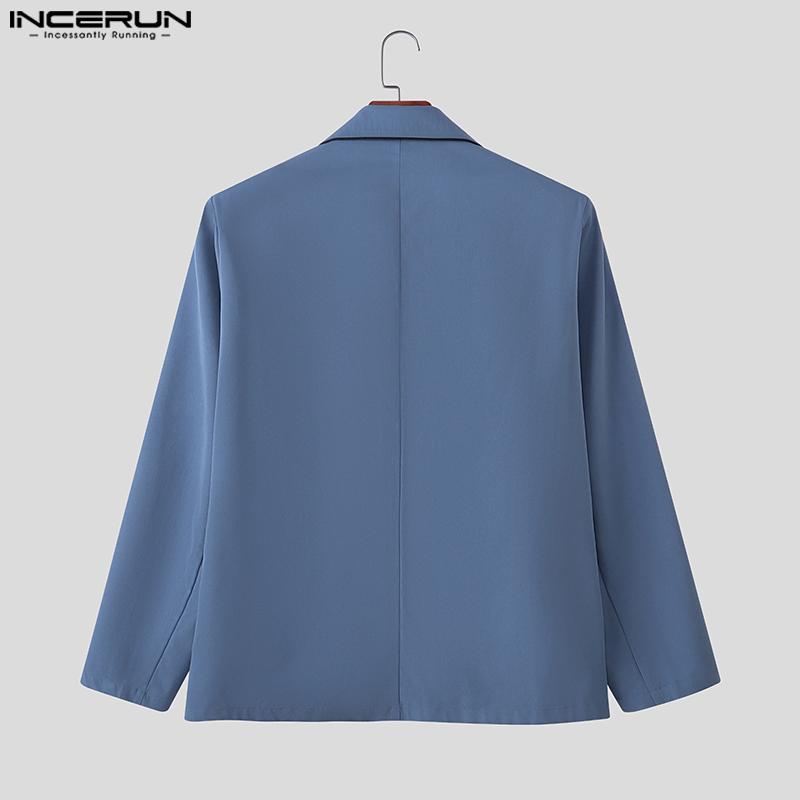 INCERUN Pánské dvoudílné outfity s dlouhým rukávem, asymetrické sako, dlouhé rovné kalhoty, sady