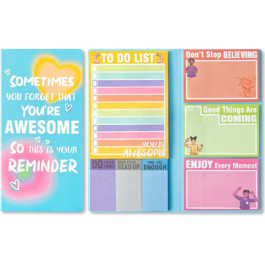 Xqumoi pirational Sticky Notes Set - to Do List Self-Stick Note Pads, You are Awesom Sticky Notes, Motivational Writing Memo Pad, Appreciation Inspirational