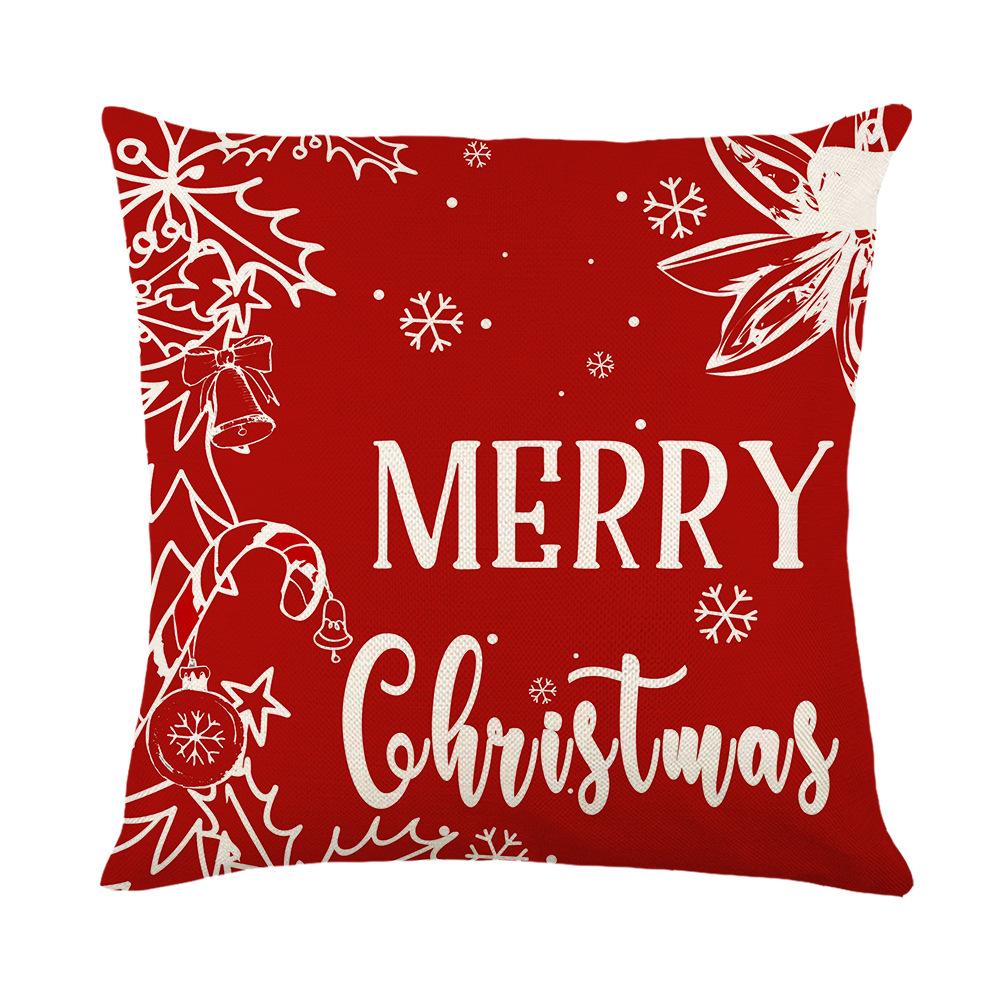 Pillow Case Christmas Elk Santa Claus Linen Printed Pillow Cushion Cover for Home Sofa