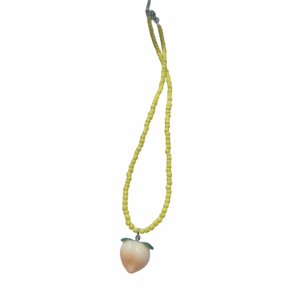Lemon Fresh Fruit Necklace Dopamine Colored Y2K Clavicle Chain Dopamine Bead Necklace Summer Style E