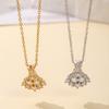Micro Inlaid Fan Shaped Zircon Pendant Necklace Women Light Luxury High-end Korean Simple Versatile Collarbone Chain Jewelry Gift