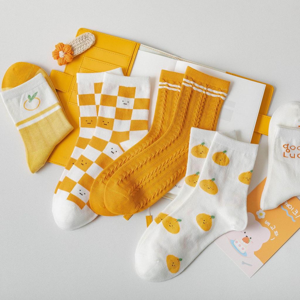 Spring And Autumn Socks Fashion Trend Dongdaemun Fruit Socks Medium Tube Socks Cotton Socks Personalized Student Socks