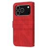 For iPhone 17 Pro Case Wallet Skin-Touch Leather Imprinted Phone Cover with Wrist Strap