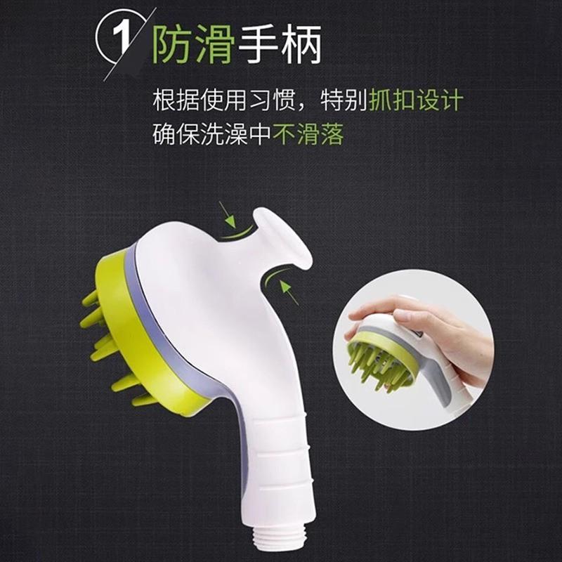 Pet Shower Head With Built-in Massage Brush Dogs Cats Gentle Bathing Tool Soft Silicone Cleaning Spray Nozzle