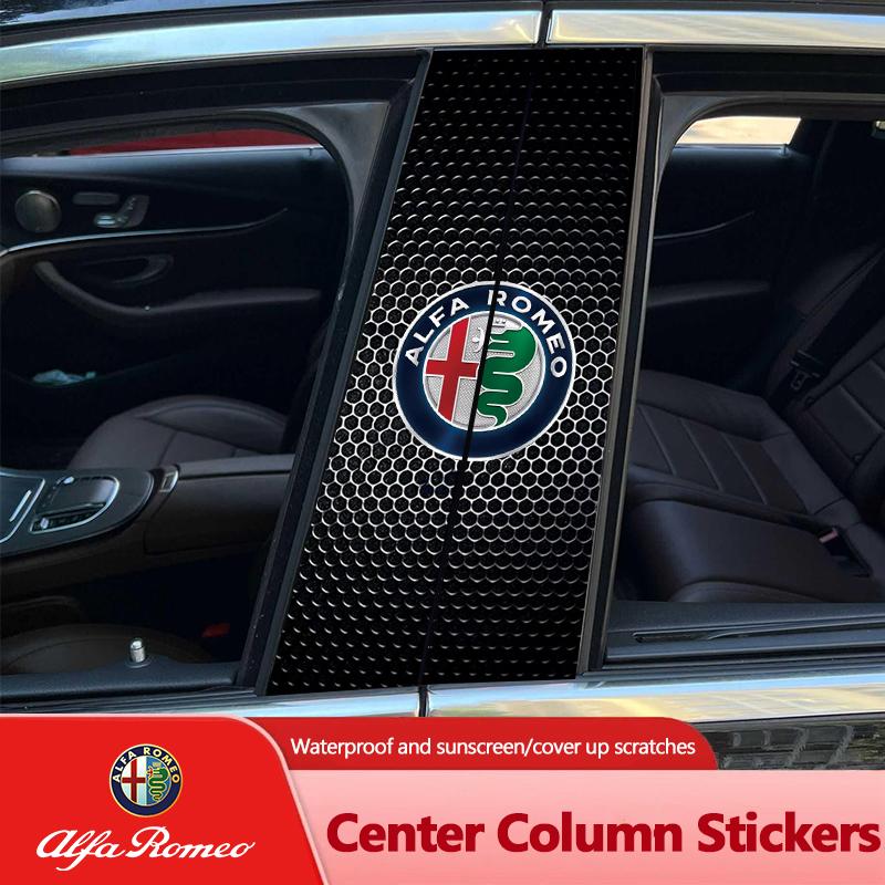 2Pcs Car Stickers B-Pillar Decals Auto Center Column Decoration For Alfa Romeo Giulia Stelvio Junior Tonale 33 Stradale 4C Giuli