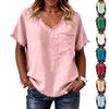 Damenmode Kurzarm V-Ausschnitt Bluse Farbe mit Quaste und Spitzenbesatz