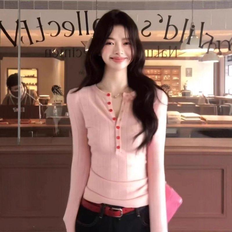 Sweet Hollow-Out Long-Sleeve Top for Women, New Autumn and Winter Model, Unique and Stunning, Elegant Casual Slim-Fit Slimming Knit Sweater