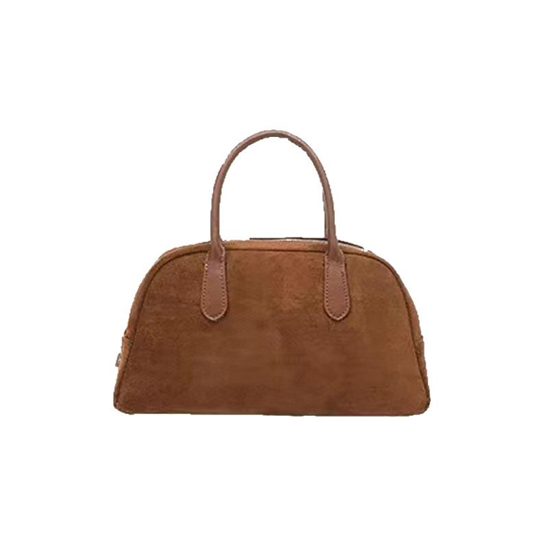 Portable Bowling Bag Women'S Autumn And Winter Maillard Style Retro Handbag Large-Capacity Commuter Pillow