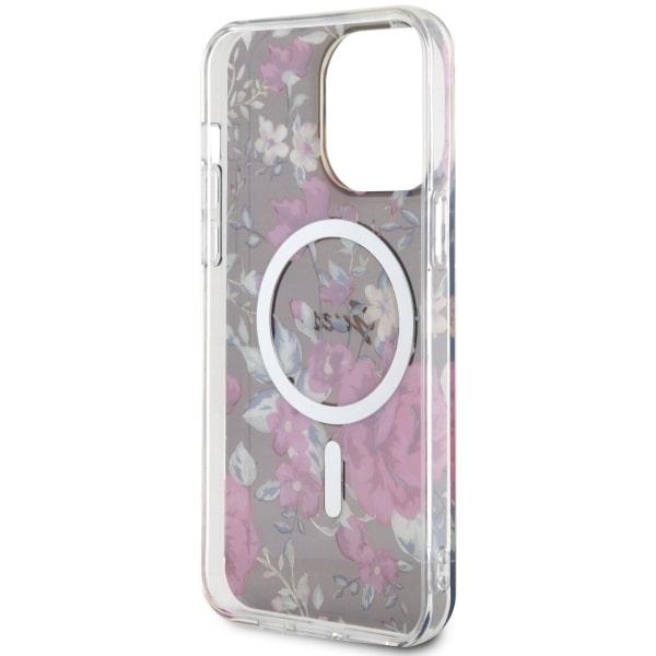 Etui Do iPhone 14 Pro Max Guess Hardcase Flower MagSafe Zielone