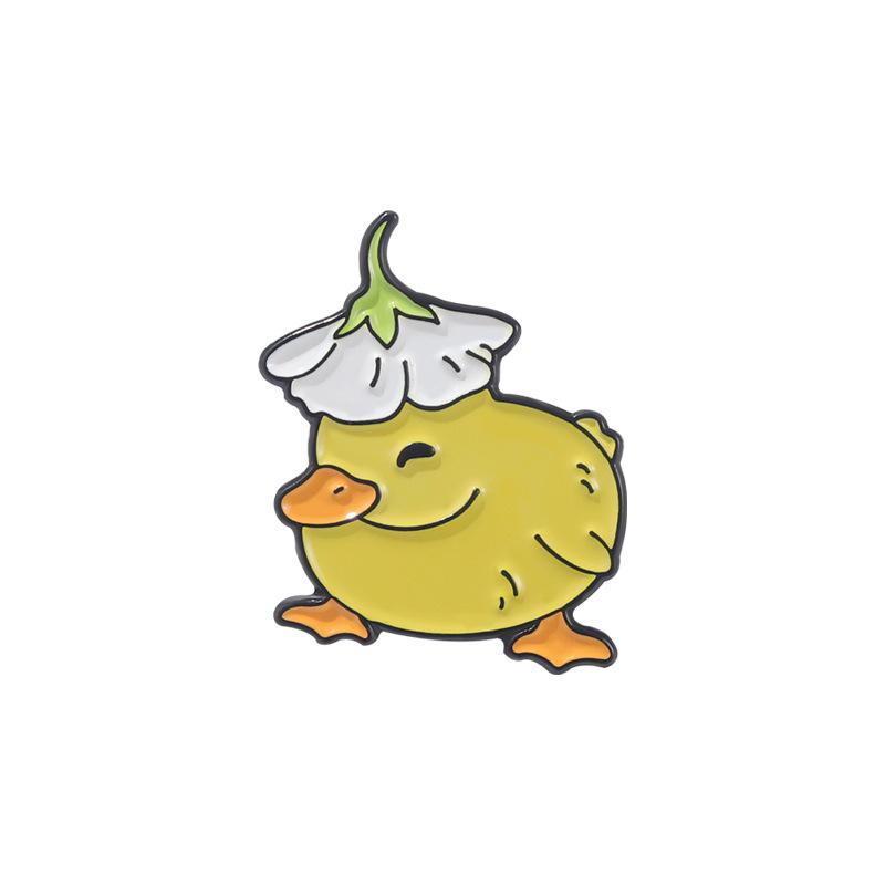 

Cute Animal Enamel Pin Brooch Cartoon Duck with Flower Hat Accessory for Bags Jackets Hats and Clothing Decoration One Size