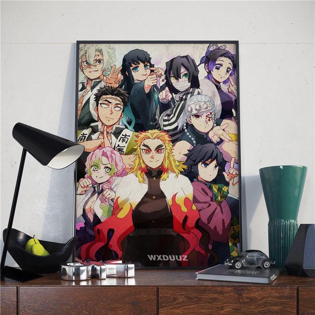 Japanese anime poster, demon killer, family bar, cafe, decorative art painting, interior poster