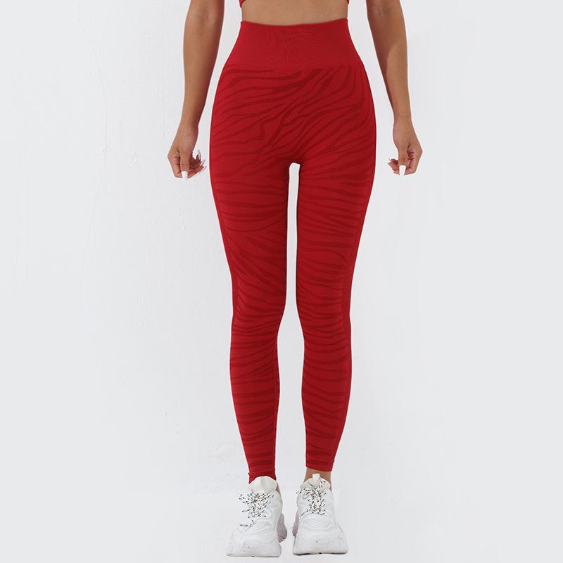 

Альфа Йога Брюки в полоску с высокой талией – Женская профессиональная модная одежда для фитнеса Small красный