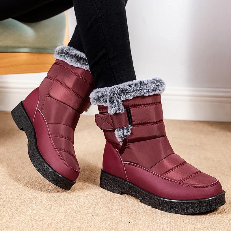 Imitation Rabbit Fur Warm Snow Boots Women Large Size Non Slip Waterproof Winter Boots Women  Thick Bottom Ankle Botas Mujer