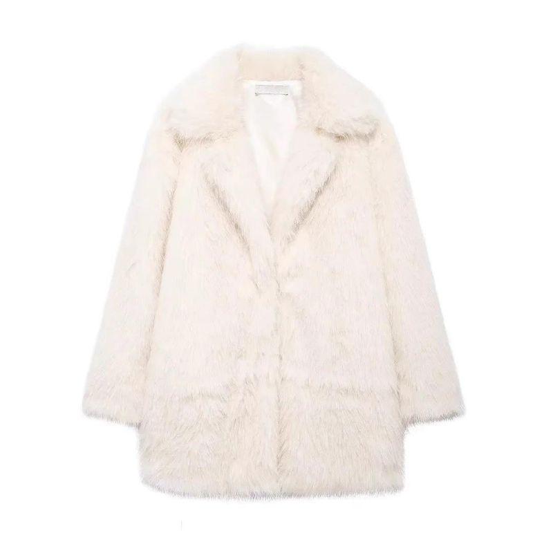 24 Fall and Winter New Women's Clothing Lapel Long Sleeves Mink-like Faux Fur Effect Coat Outwear 6318258