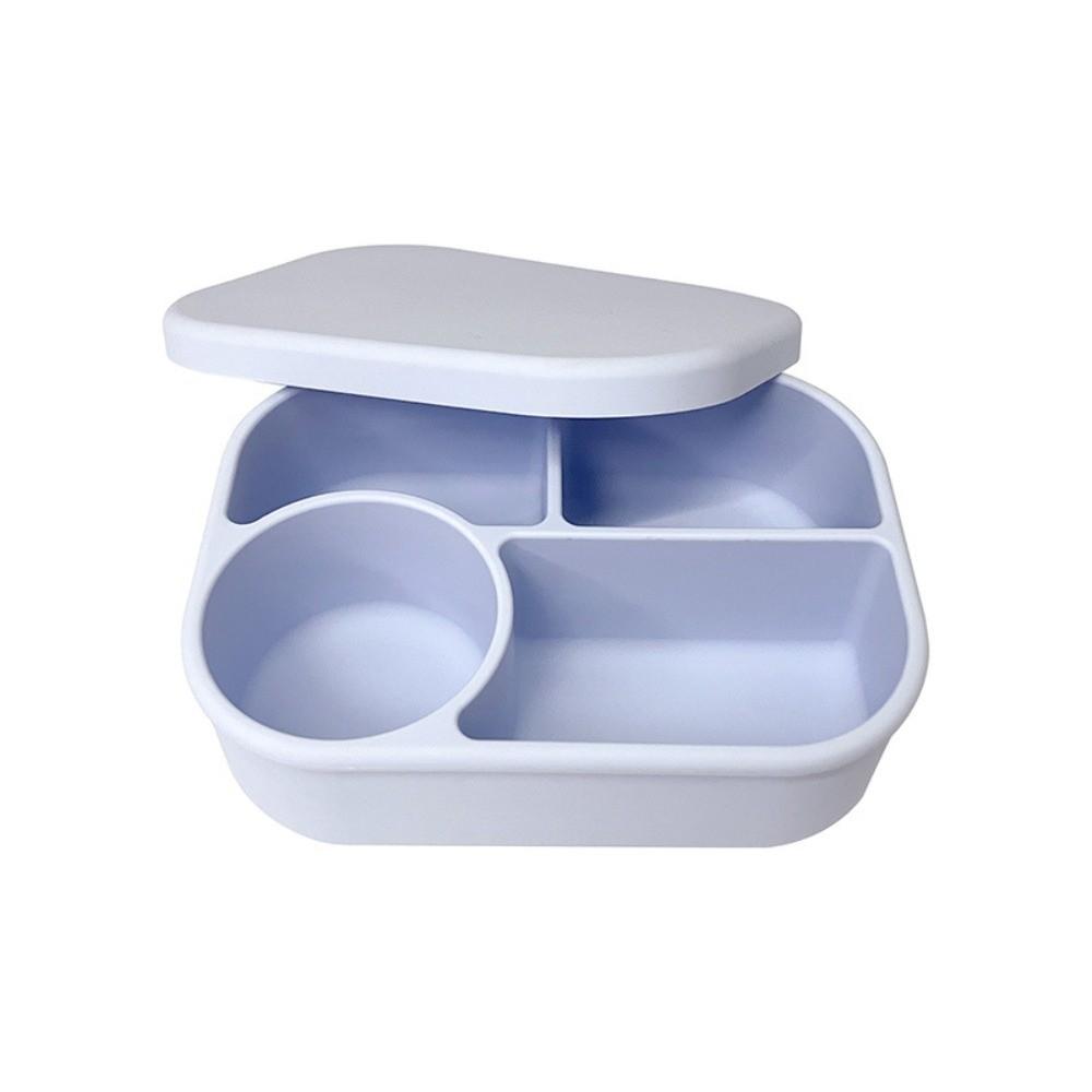4 Fächer Mikrowellengeeignete Silikon-Lunchbox 750ml Lebensmittelaufbewahrungsbehälter Unterteilte Lunchbox Picknick