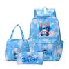 Stitch 3-teiliges Rucksack-Set für Jungen und Mädchen, Rucksack mit Campus-Cartoon-Print, Große Kapazität für Outdoor-Reisen
