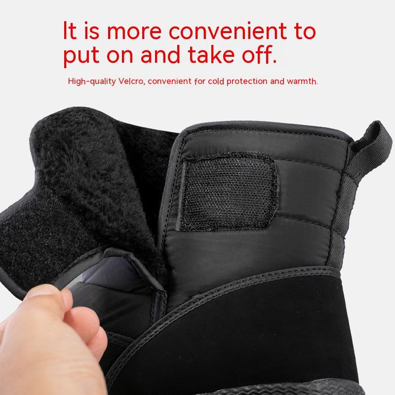 Large Winter New Thickened Cotton Shoes Middle-aged Elderly Plush Warm Snow Boots Non Slip Waterproof
