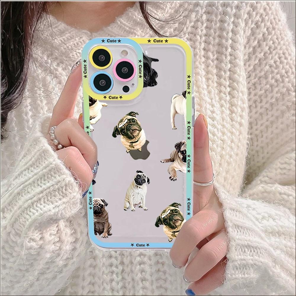 Pug Dog French Bulldog Phone Case For IPhone 14 13 12 11 Pro Max Mini X Xs XR 6 7 8 Plus SE 2020 Transparent Case