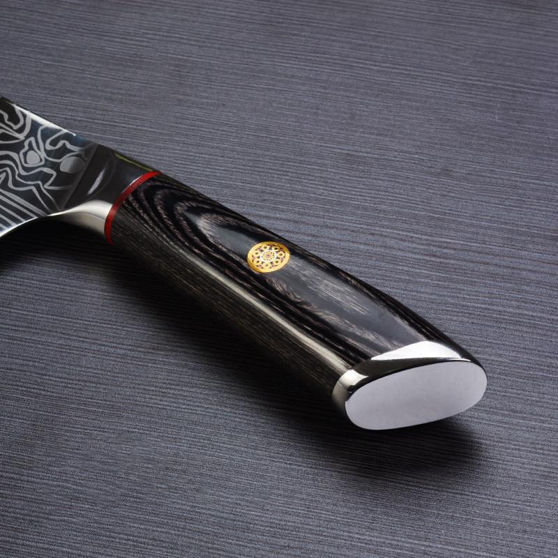 German Steel Damascus Pattern Chef's Knife Slicing Knife Sashimi Knife Stainless Steel Kitchen Knife Wooden Handle Knife