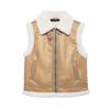 Womens Teddy Fleece Lined Fur Vest Winter Warm Sleeveless Jacket Street Style Zip Up Waistcoat